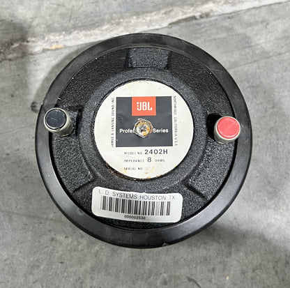 JBL 2402H Ultra-High Frequency Transducer, JBL 2402H, JBL 2402H Tweeter, JBL Ultra-High Frequency Transducer, JBL 2402H Tweeter. We Sell Professional Audio Equipment. Audio Systems, Amplifiers, Consoles, Mixers, Electronics, Entertainment, Live Sound.
