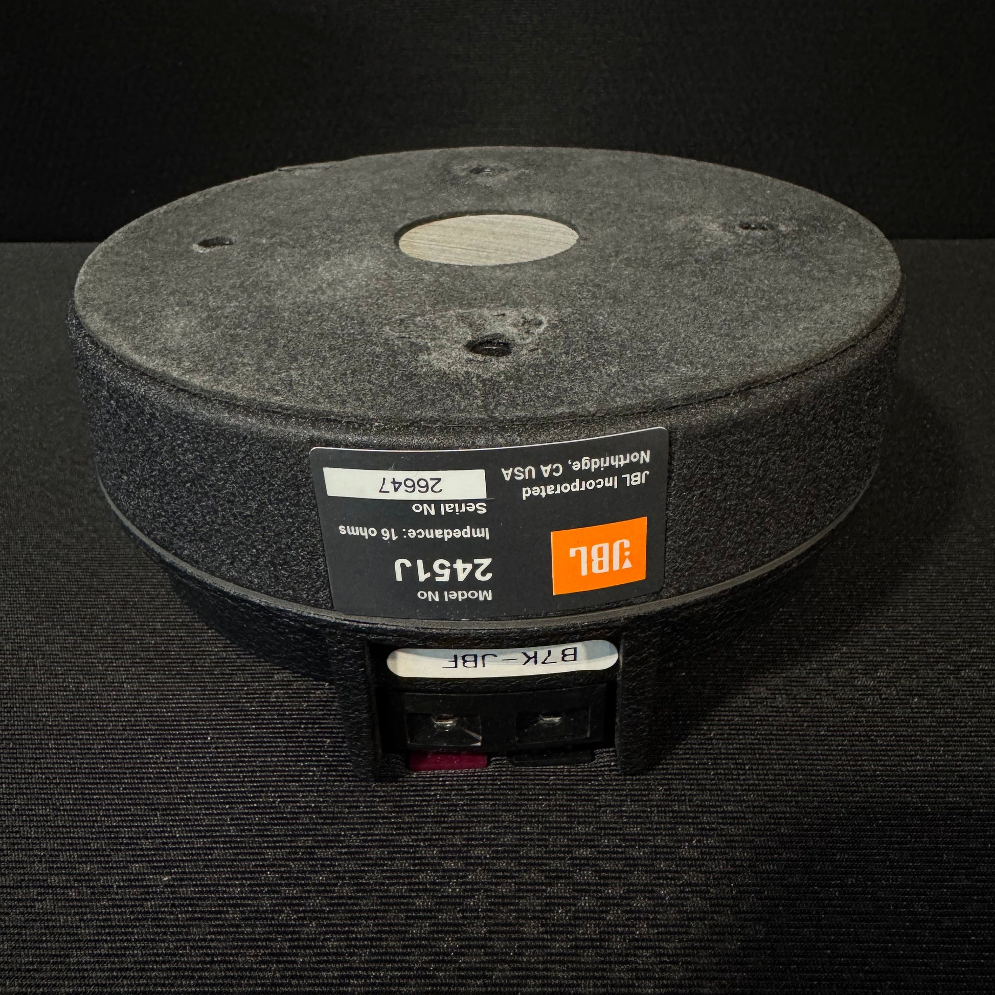 JBL High Frequency Compression Driver, JBL HF Compression Driver, JBL 2451J Neogymium 16 Ohms, JBL 16 Ohm 2451. We Sell Professional Audio Equipment. Audio Systems, Amplifiers, Consoles, Mixers, Electronics, Entertainment, Live Sound.

