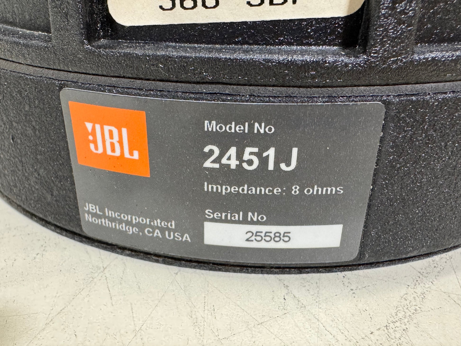 JBL High Frequency Compression Driver, JBL HF Compression Driver, JBL 2451J Neodymium 8 Ohms, JBL 8 Ohm 2451. We Sell Professional Audio Equipment. Audio Systems, Amplifiers, Consoles, Mixers, Electronics, Entertainment, Live Sound. 