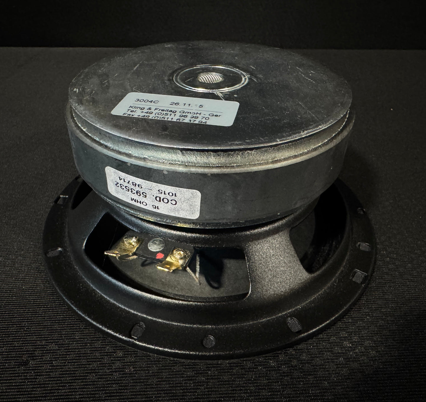 Kling & Freitag 3004C 6.5” Woofer 16 ohm, Kling & Freitag 3004C Woofer, K&F Woofer, K&F 6.5” Woofer, Kling & Freitag Speaker Driver. We Sell Professional Audio Equipment. Audio Systems, Amplifiers, Consoles, Mixers, Electronics, Entertainment, Live Sound.