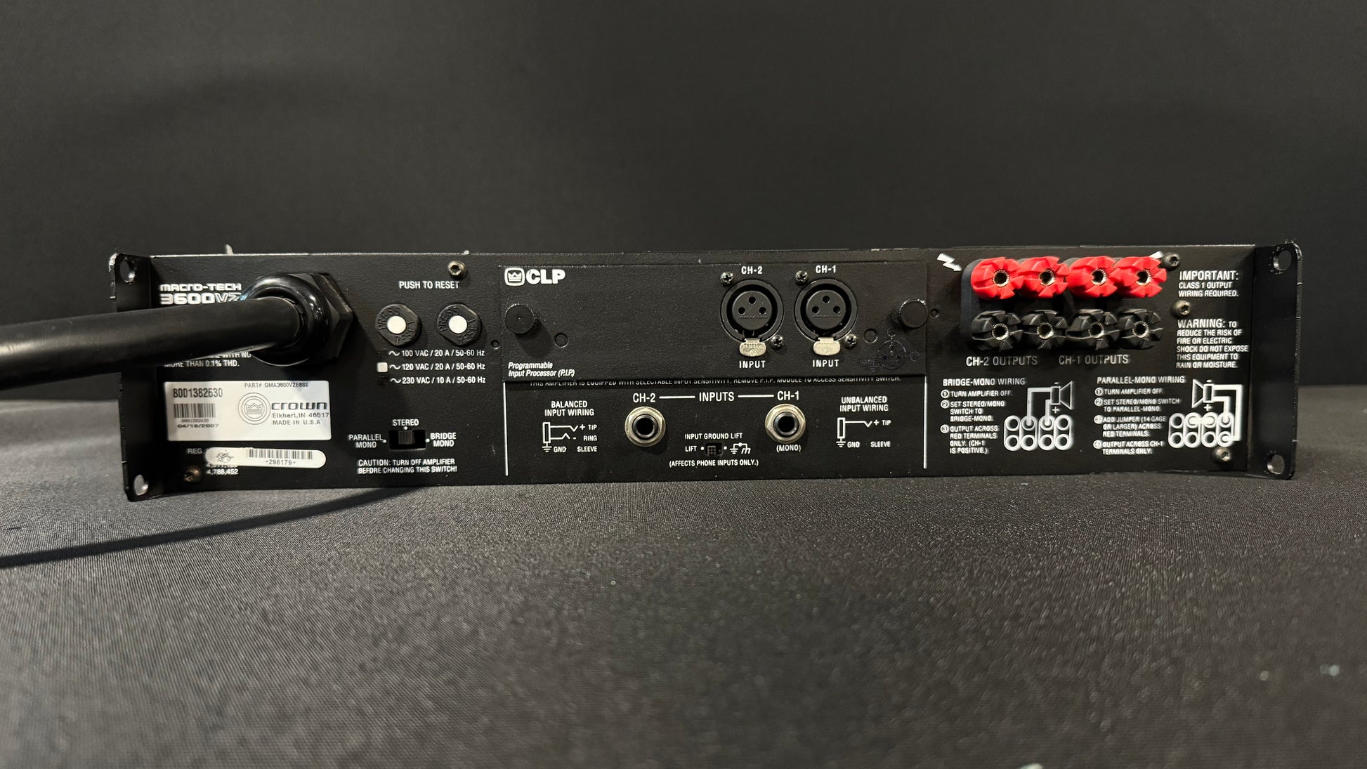 Pro Audio Amplifier, Power Amplifier, Macro-Tech 3600vz, Macro-Tech, Crown Power Amplifier, Crown, Amps, Amplifiers, Amplifier, Amp, 3600vz. We Sell Professional Audio Equipment. Audio Systems, Amplifiers, Consoles, Mixers, Electronics, Entertainment, Live Sound.
