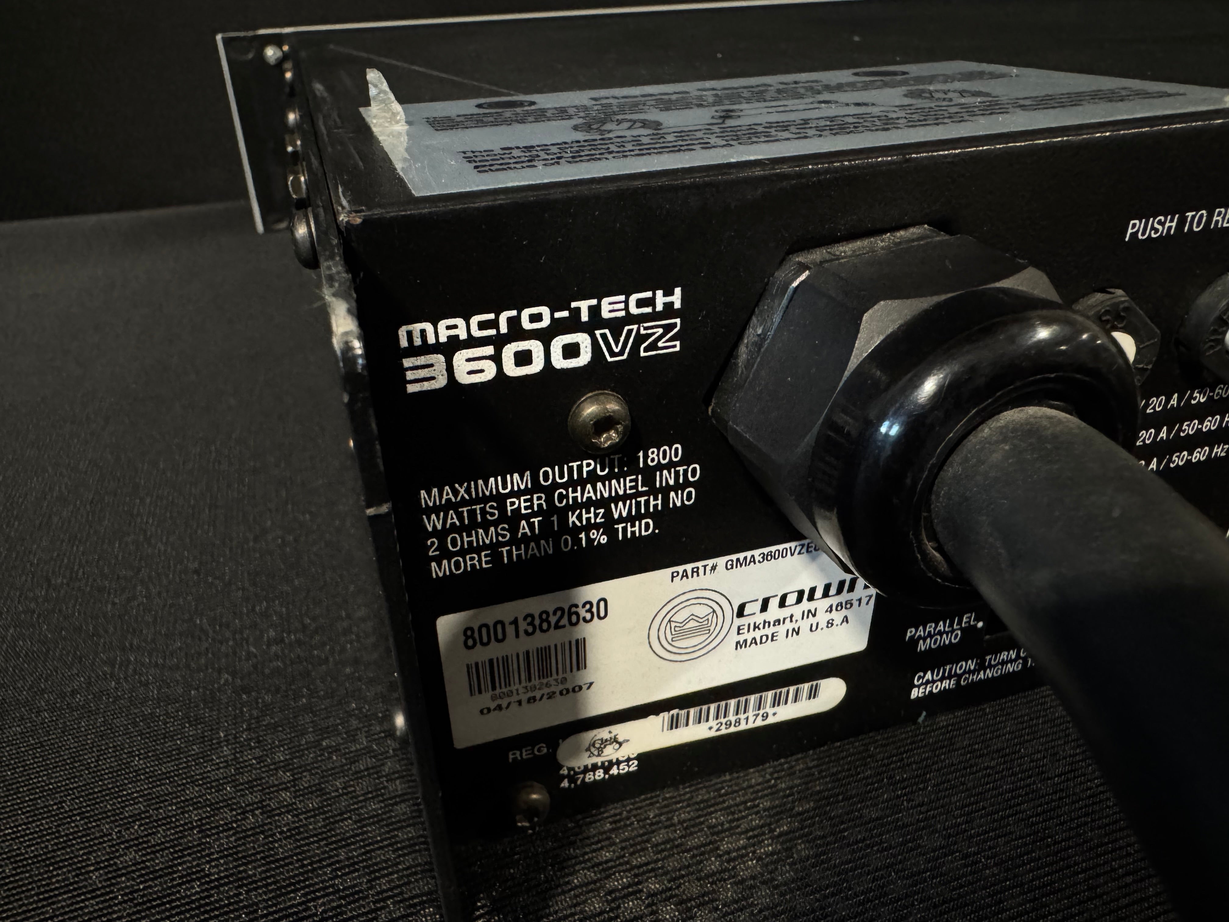 Crown Macro-Tech 3600vz Amplifier, L5 30 Connector – CLAIR Used Gear