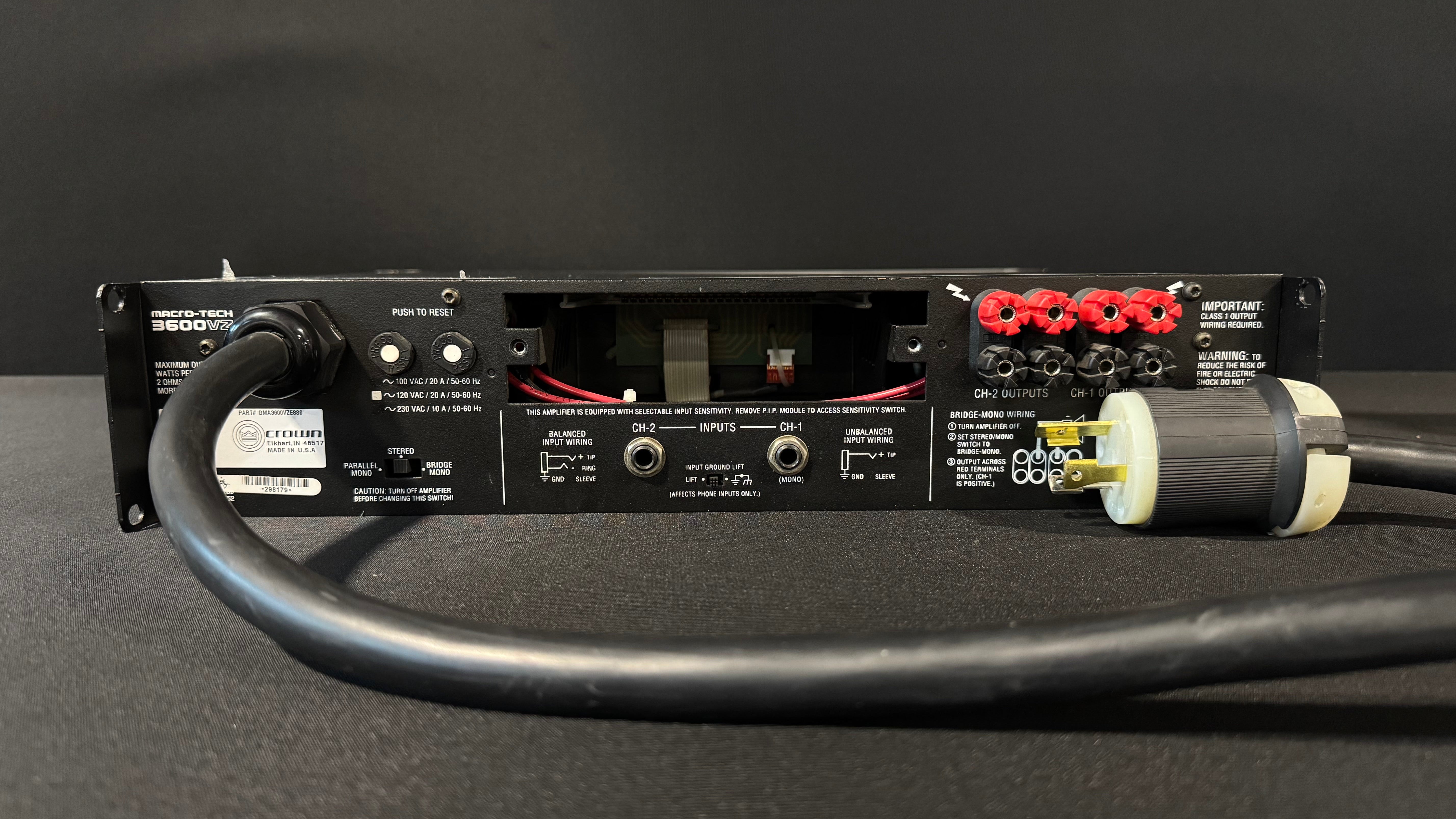 Crown Macro-Tech 3600vz Amplifier, L5 30 Connector – CLAIR Used Gear