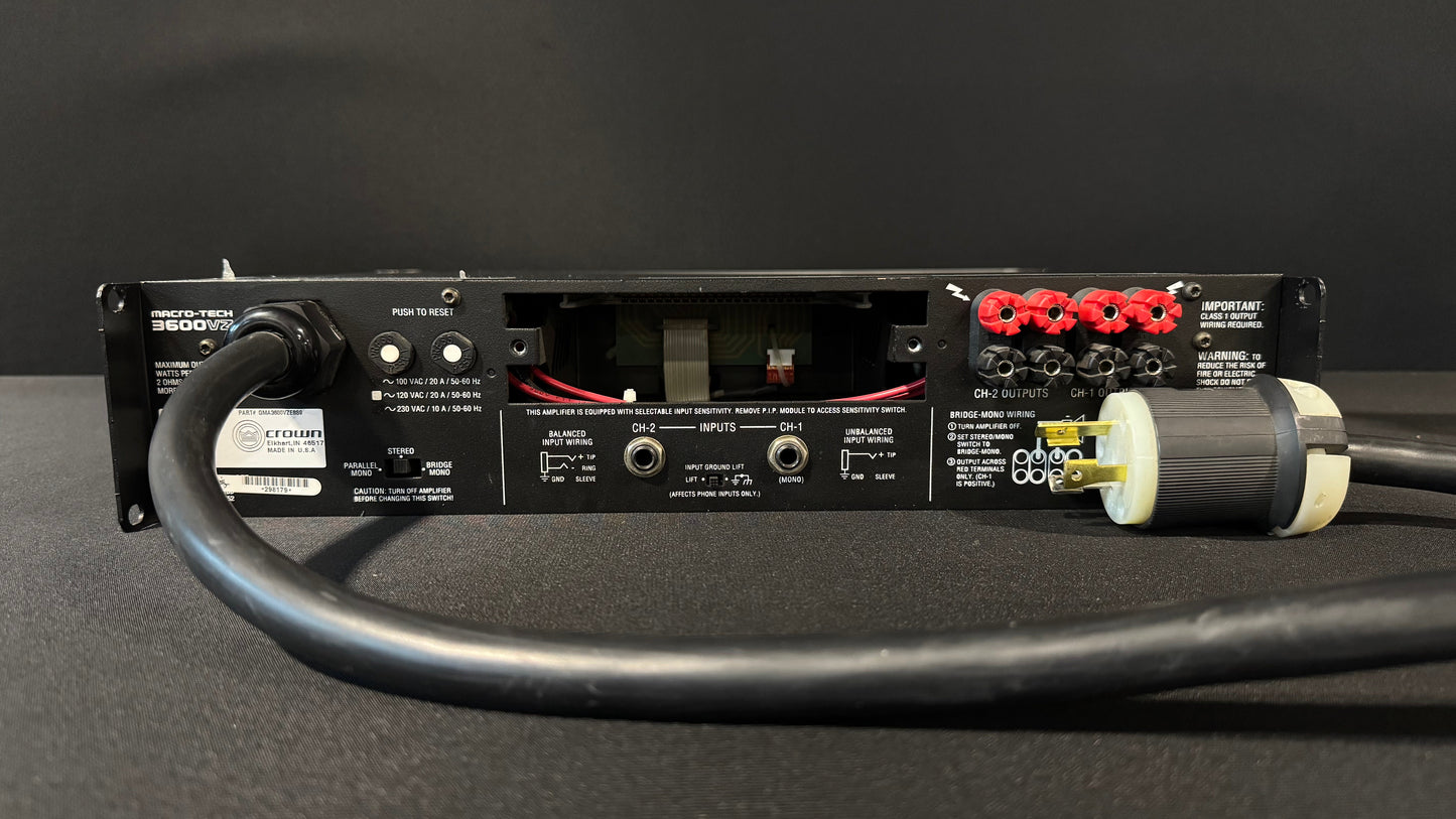 Pro Audio Amplifier, Power Amplifier, Macro-Tech 3600vz, Macro-Tech, Crown Power Amplifier, Crown, Amps, Amplifiers, Amplifier, Amp, 3600vz. We Sell Professional Audio Equipment. Audio Systems, Amplifiers, Consoles, Mixers, Electronics, Entertainment, Live Sound.