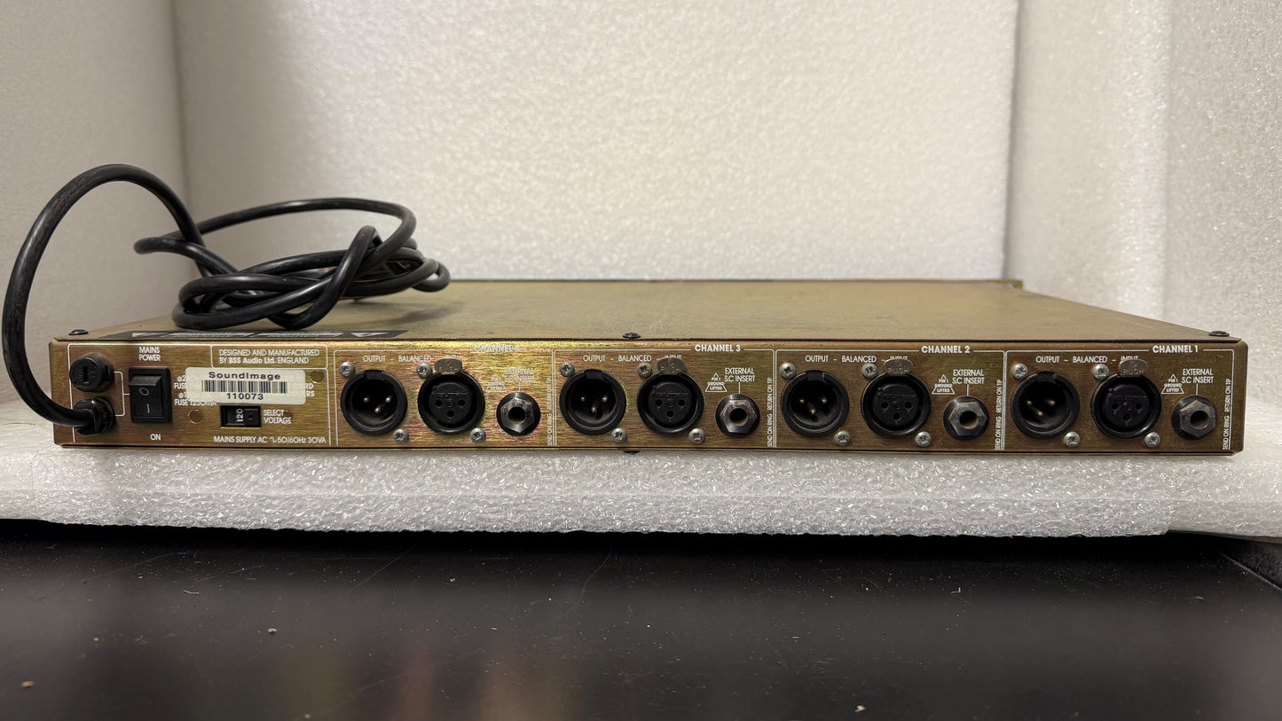 BSS DPR-404 Quad Compressor/De-Esser, BSS DPR-404, BSS DPR-404 Quad Compressor, DPR-404, BSS Compressor. We Sell Professional Audio Equipment. Audio Systems, Amplifiers, Consoles, Mixers, Electronics, Entertainment, Live Sound.
