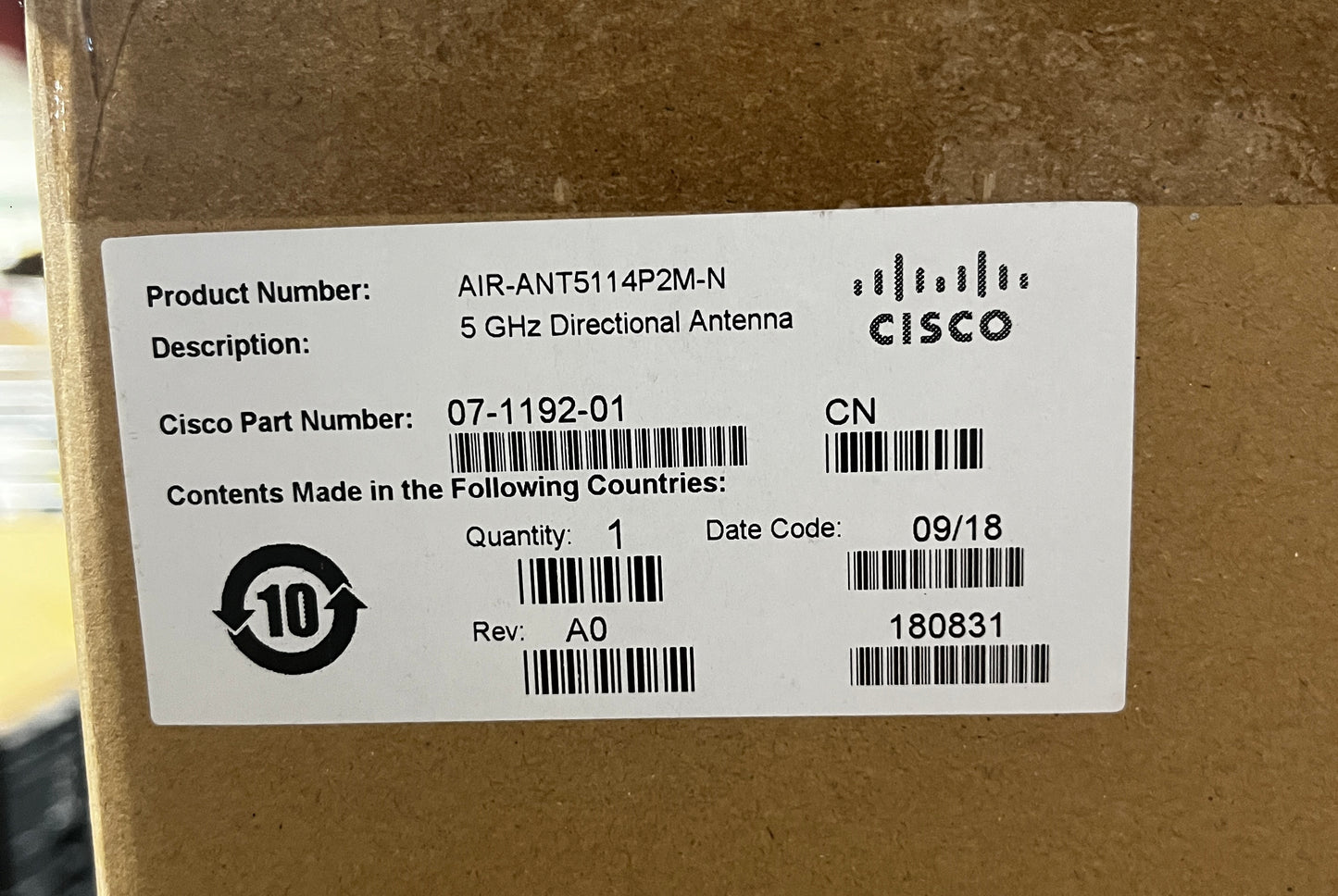 Cisco Aironet 5-GHz 14-dBi Directional Antenna, Cisco Aironet AIR-ANT5114P2M-N, Cisco Dual Band Sector Antenna, 5-GHz 14-dBi Directional Antenna, Cisco Aironet Antenna. We Sell Professional Audio Equipment. Audio Systems, Amplifiers, Consoles, Mixers, Electronics, Entertainment, Live Sound.