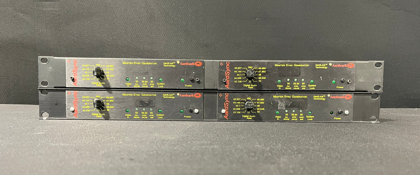 Aardvark Master Sync Generator Lot, Aardvark Master Sync Generator, Aardvark World Clock Generator, Aardvark Master World Clock, Aardvark Master Clock Generator. We Sell Professional Audio Equipment. Audio Systems, Amplifiers, Consoles, Mixers, Electronics, Entertainment, Live Sound.