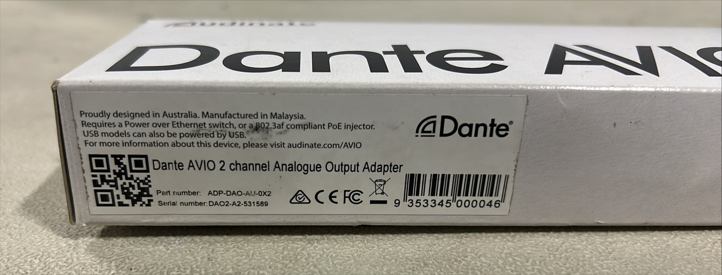 Audinate Dante AVIO 2-Channel Analog Output Adapter, Audinate 2-Channel Analog Output, Dante 2 Channel Analog Output Adapter, We Sell Professional Audio Equipment. Audio Systems, Amplifiers, Consoles, Mixers, Electronics, Entertainment, Live Sound