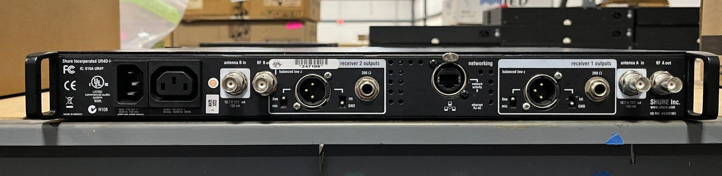 Shure UR4D+ Dual Wireless Receiver (H4, 518-578 MHz)
