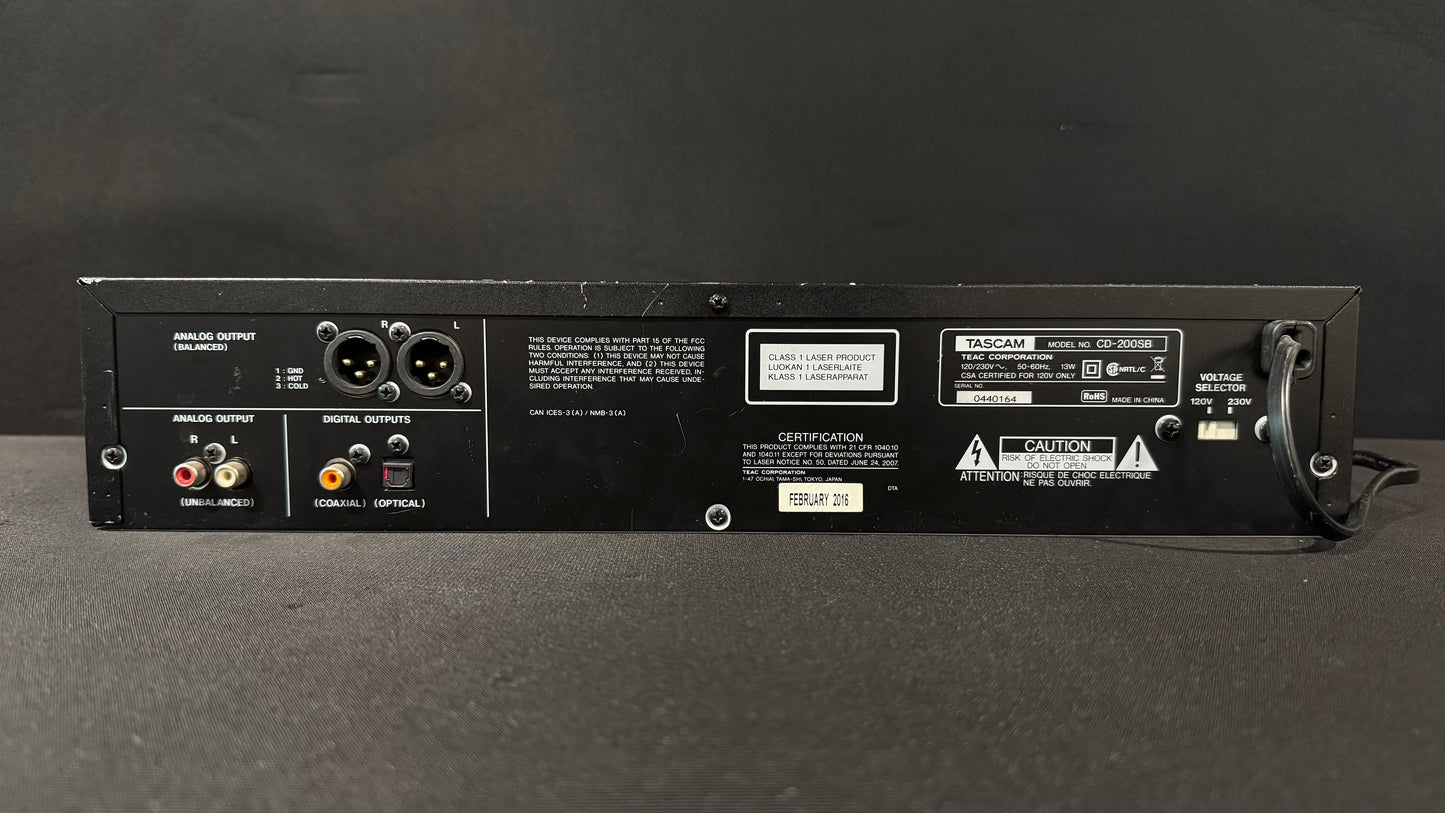 Tascam CD-200SB  Professional CD Player, Tascam CD-200SB, TASCAM CD200SB, Tascam Rackmount CD Player, CD-200SB Professional CD Player. We Sell Professional Audio Equipment. Audio Systems, Amplifiers, Consoles, Mixers, Electronics, Entertainment, Live Sound.