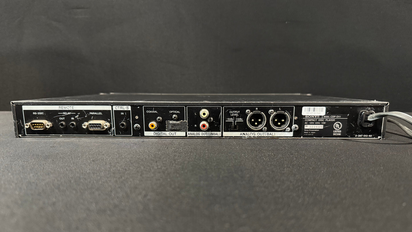 Sony CDP-D11 Professional CD Player, Sony CDP-D11, CDP-D11, Sony Rackmount CD Player, Sony Professional CD Player, Sony CDPD11. We Sell Professional Audio Equipment. Audio Systems, Amplifiers, Consoles, Mixers, Electronics, Entertainment, Live Sound.