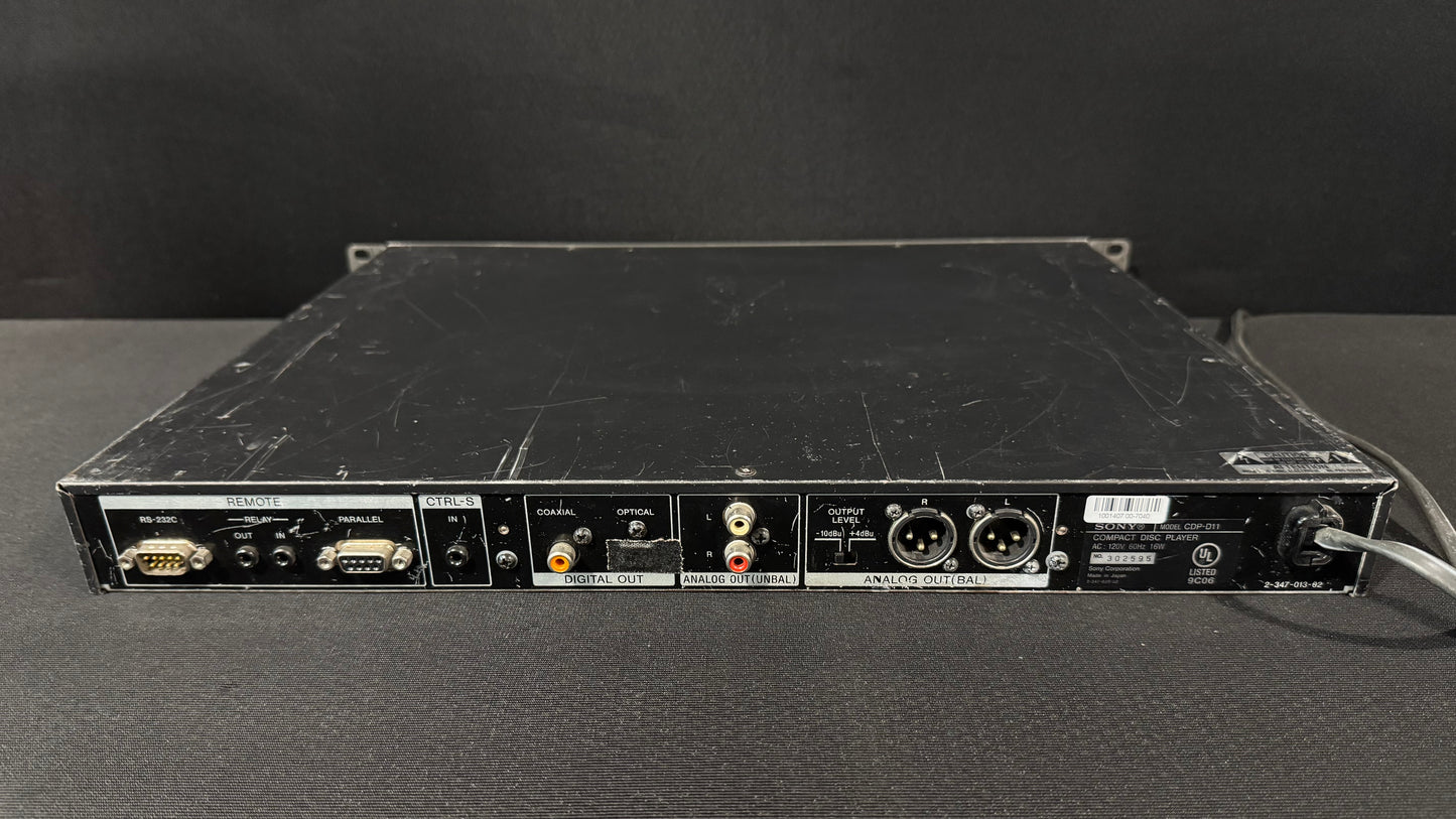 Sony CDP-D11 Professional CD Player, Sony CDP-D11, CDP-D11, Sony Rackmount CD Player, Sony Professional CD Player, Sony CDPD11. We Sell Professional Audio Equipment. Audio Systems, Amplifiers, Consoles, Mixers, Electronics, Entertainment, Live Sound.