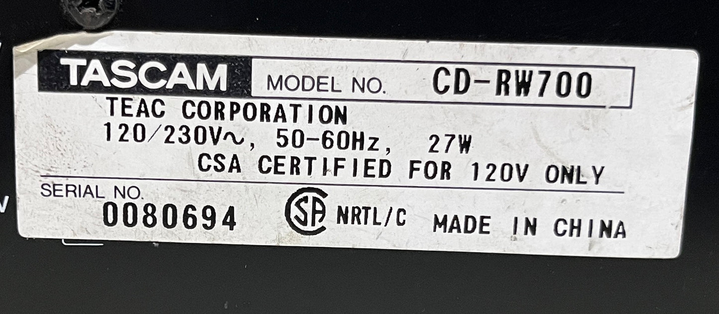 Tascam CD-RW700 Professional Audio CD Recorder, Tascam CD-RW700, TASCAM CD-RW700, Tascam CD Recorder, CD-RW700 Recorder. We Sell Professional Audio Equipment. Audio Systems, Amplifiers, Consoles, Mixers, Electronics, Entertainment, Live Sound.
