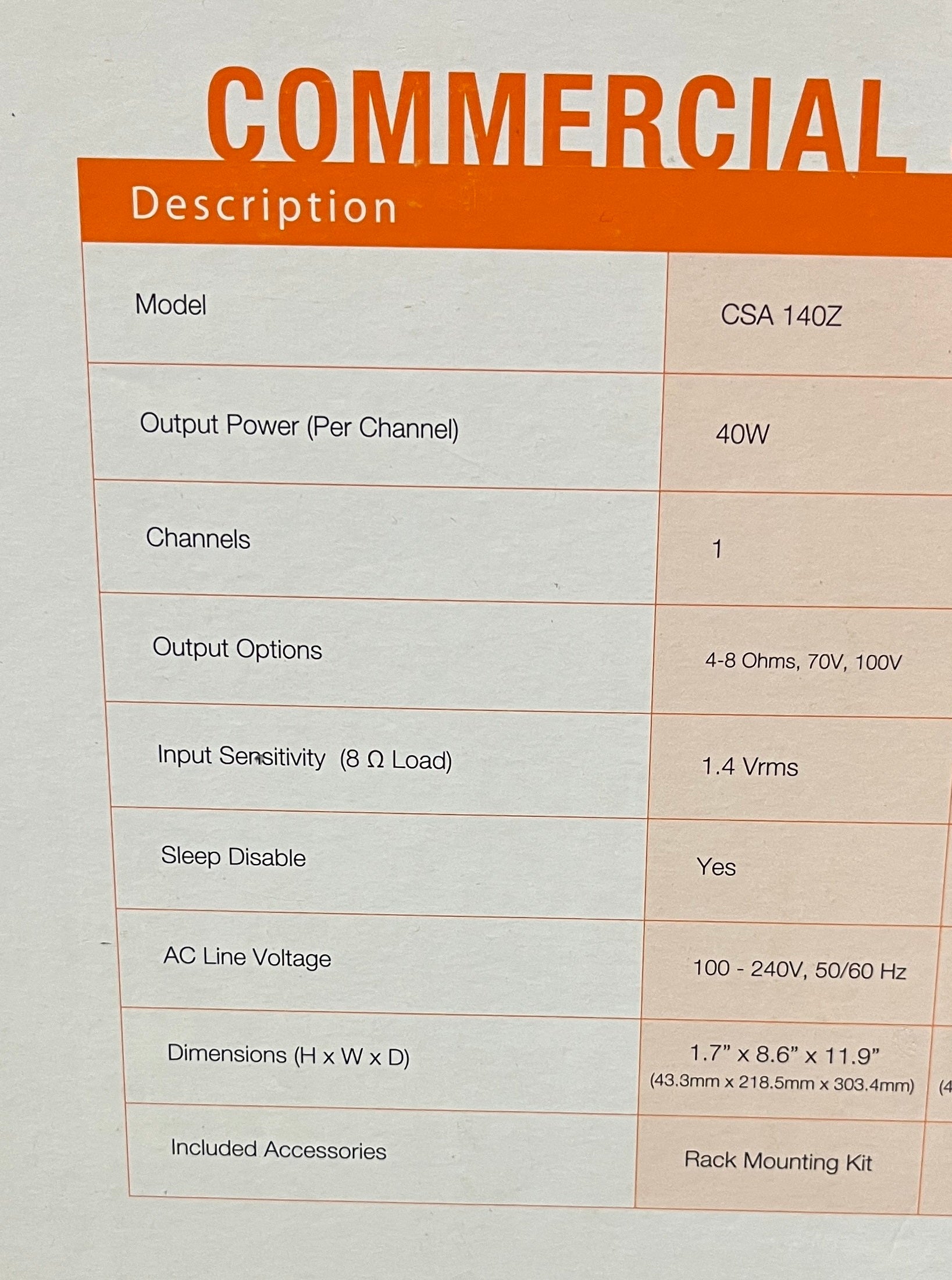 JBL Professional CSA140Z Commercial Series Single-Channel 40-Watt Power Amplifier, JBL CSA140Z, JBL 40-Watt Power Amplifier, JBL Power Amp, Single Channel Power Amp, CSA140Z Power Amplifier. We Sell Professional Audio Equipment. Audio Systems, Amplifiers, Consoles, Mixers, Electronics, Entertainment, Live Sound.