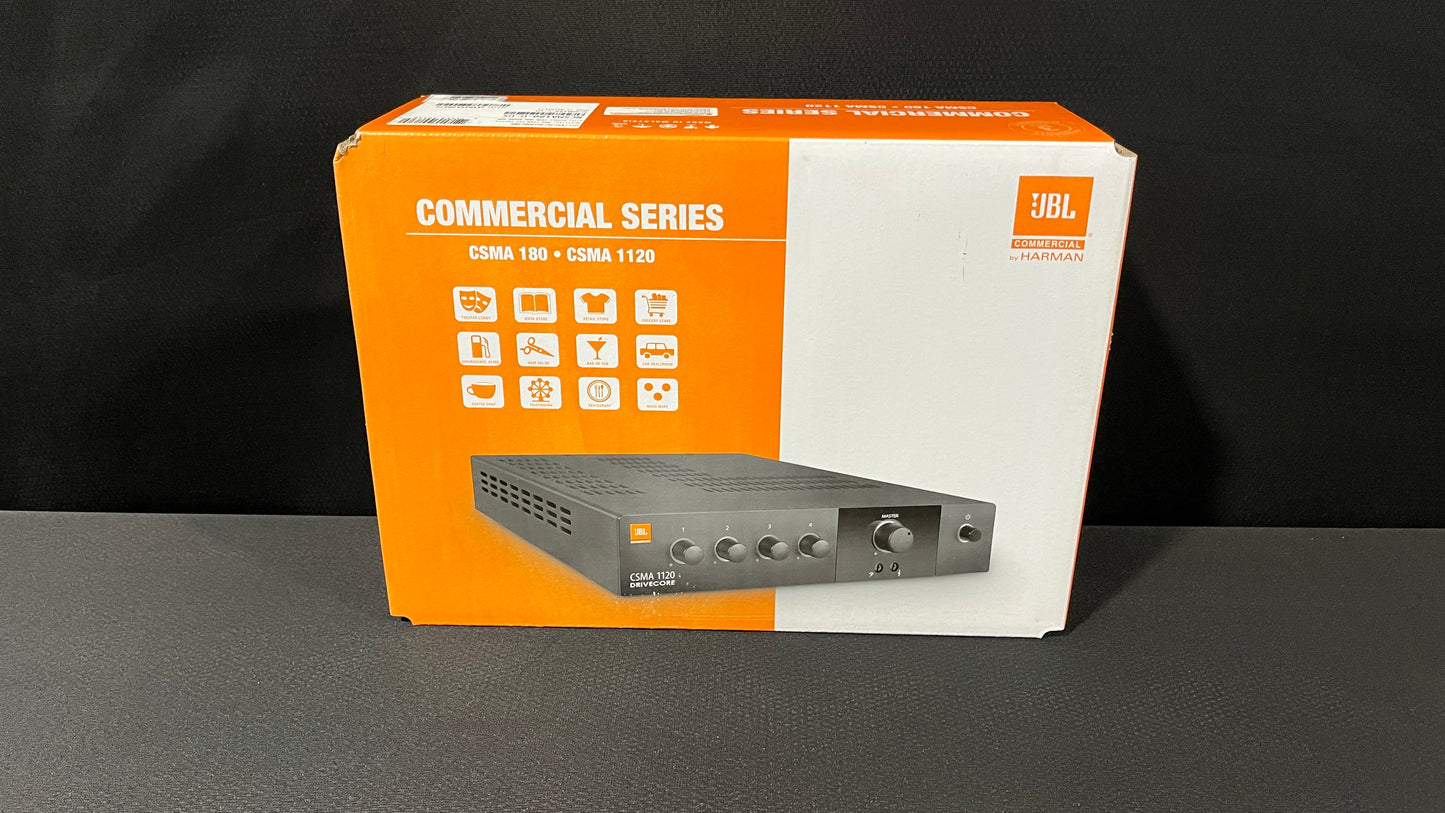 JBL Professional CSMA180 Commercial Series 80-Watt Powered Audio Mixer/Amplifier, JBL CSMA180, CSMA180 Audio Mixer/Amplifier, JBL Power Amplifier, JBL 80-Watt Mixer/Amplifier, JBL Power Amp. We Sell Professional Audio Equipment. Audio Systems, Amplifiers, Consoles, Mixers, Electronics, Entertainment, Live Sound.