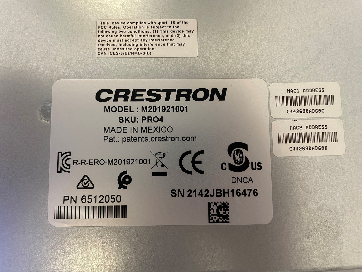 Crestron PRO4 Control Processor, Crestron Model M201921001 Control Processor, Crestron Control Processor Pro4, We Sell Professional Audio Equipment. Audio Systems, Amplifiers, Consoles, Mixers, Electronics, Entertainment, Live Sound