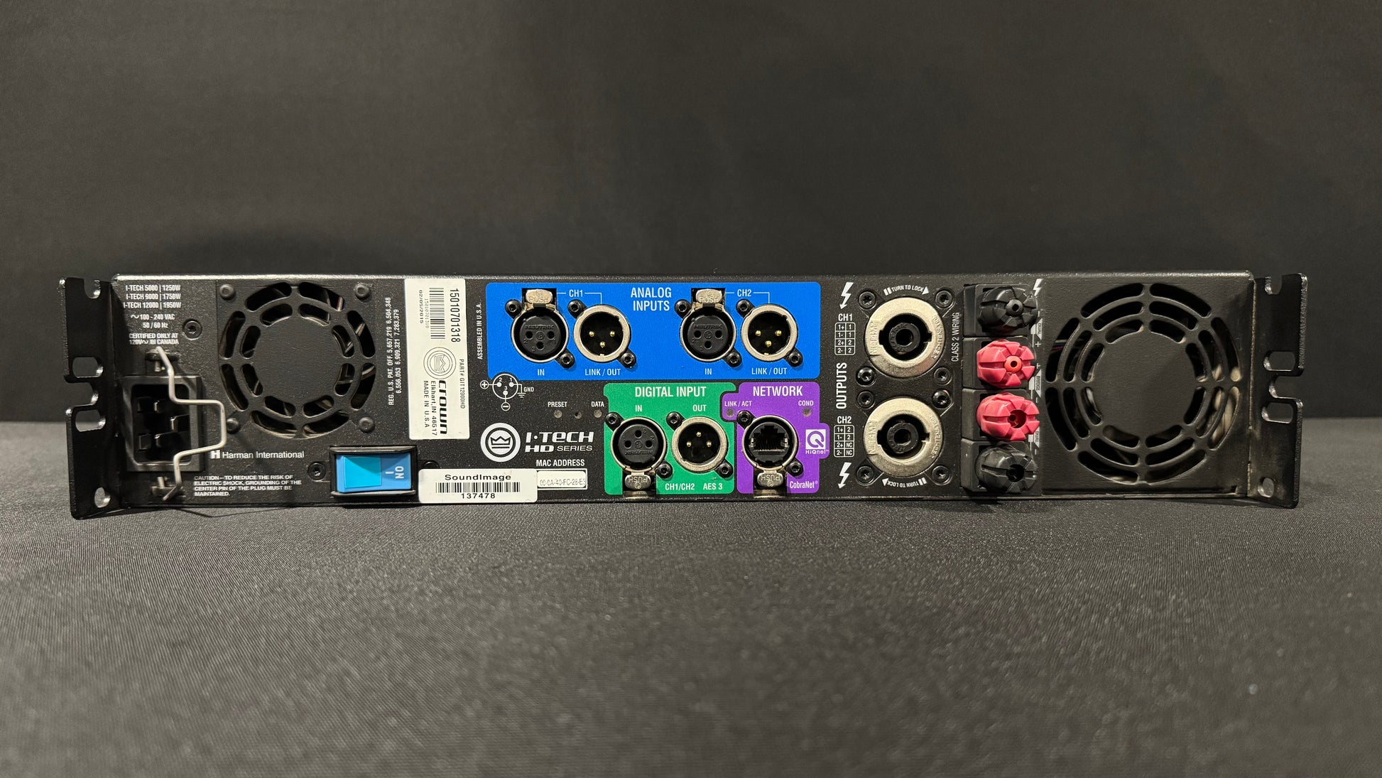 Crown Professional 12000 HD Professional Amplifier, Crown I-Tech 12000 HD Amplifier, Crown Amplifier, Crown 120000 HD Amplifier. We Sell Professional Audio Equipment. Audio Systems, Amplifiers, Consoles, Mixers, Electronics, Entertainment, Live Sound.