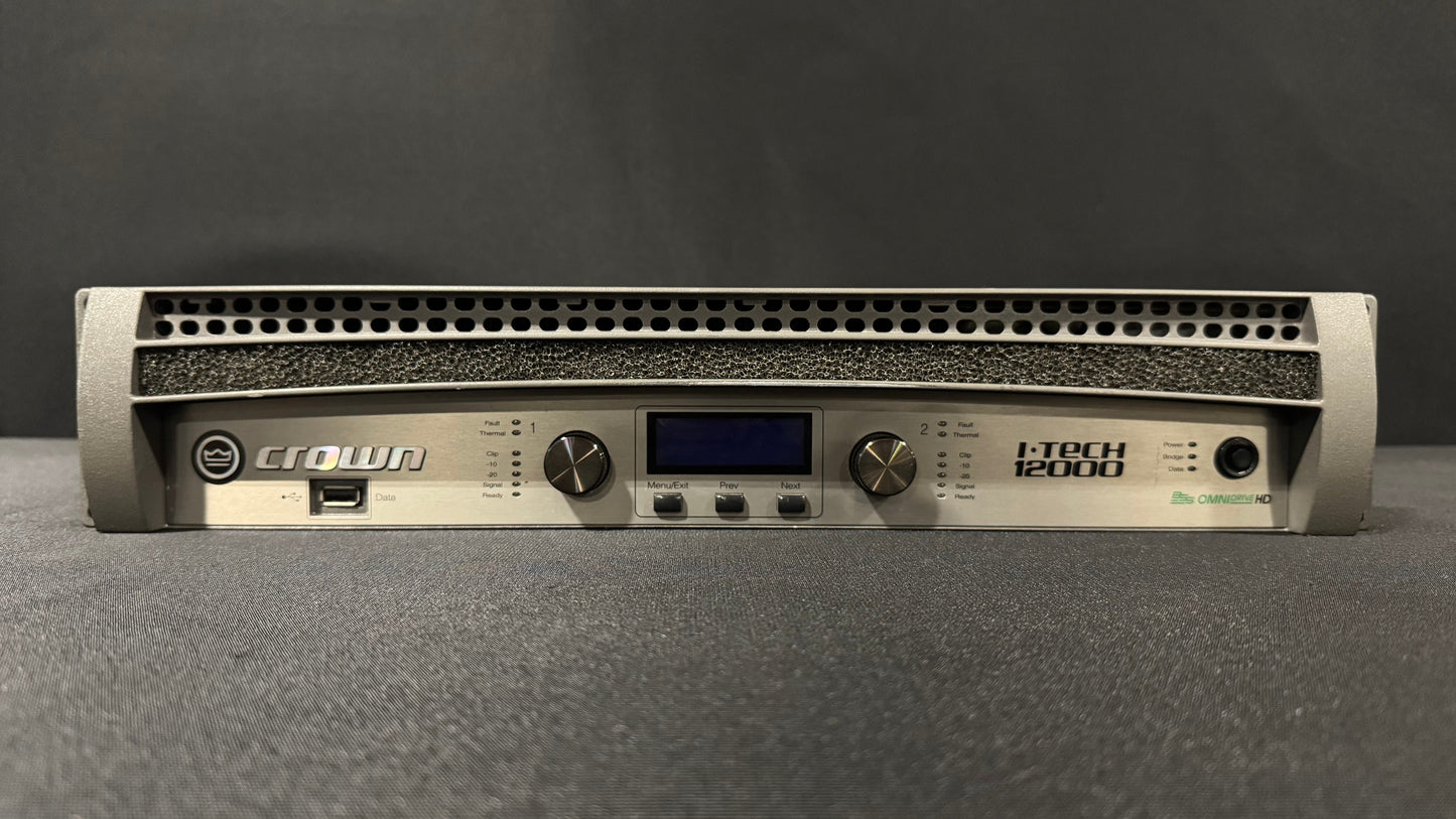 Crown Professional 12000 HD Professional Amplifier, Crown I-Tech 12000 HD Amplifier, Crown Amplifier, Crown 120000 HD Amplifier. We Sell Professional Audio Equipment. Audio Systems, Amplifiers, Consoles, Mixers, Electronics, Entertainment, Live Sound.
