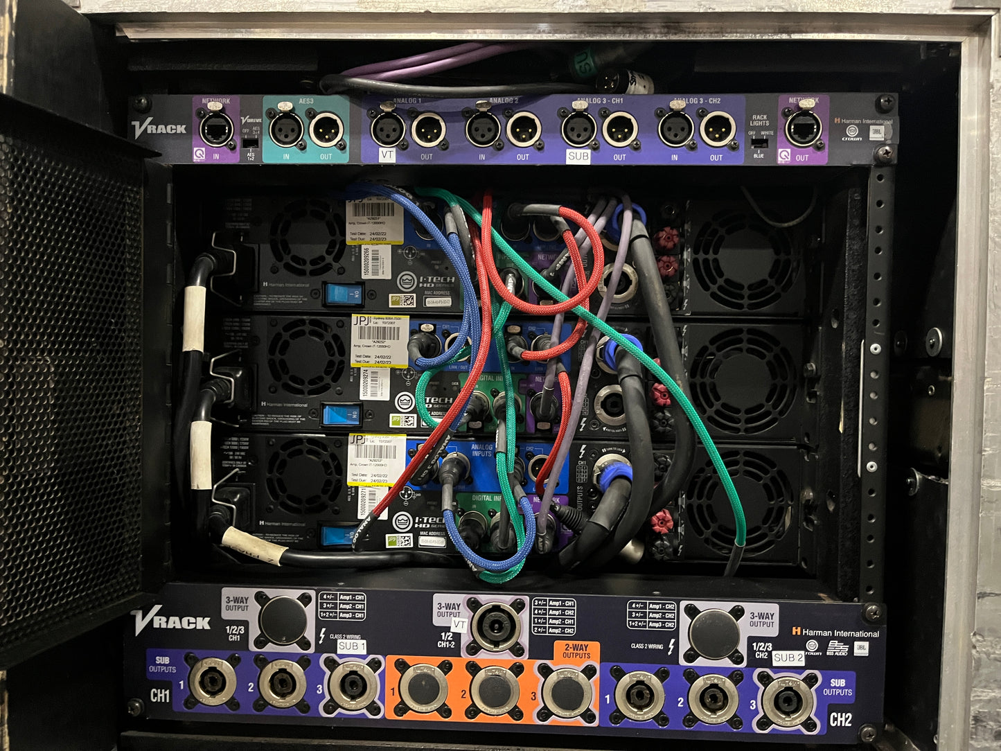 Crown V Rack, Crown iT-12000HD Amp Rack, Crown V Rack Distro, Crown V Rack on Wheels, Completed Crown V Rack, We Sell Professional Audio Equipment. Audio Systems, Amplifiers, Consoles, Mixers, Electronics, Entertainment, Live Sound