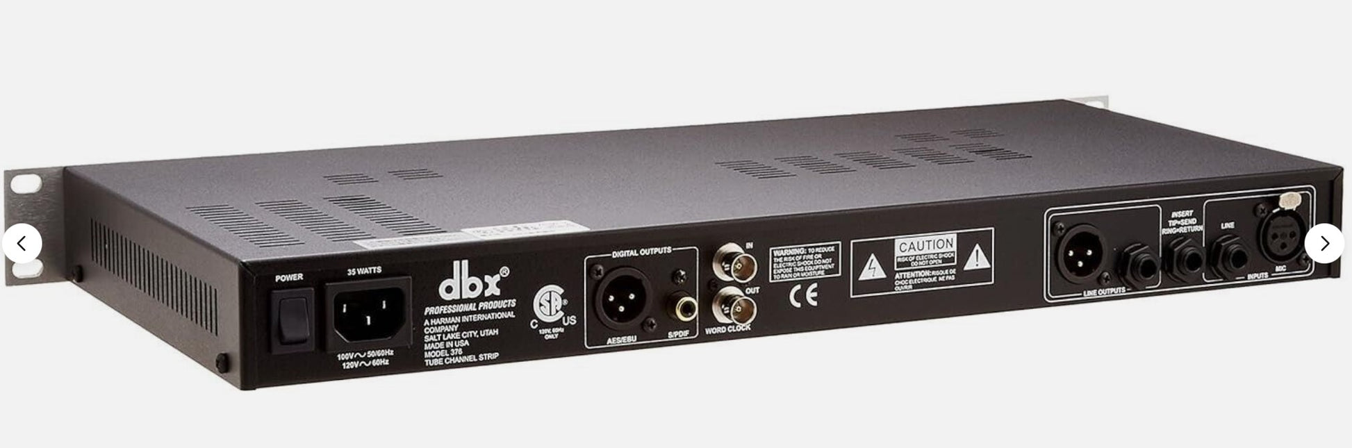 DBX 376 Tube Studio Channel Strip EQ/Compressor/DeEss/Gate/Digital Outs. 					We Sell Professional Audio Equipment. Audio Systems, Amplifiers, Consoles, Mixers, Electronics, Entertainment, Sound, Live.