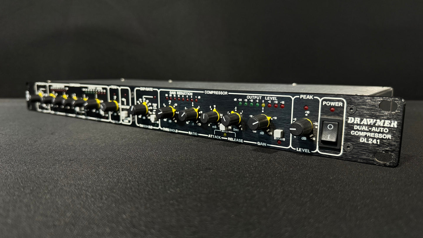 Drawmer Compressor, Dual-Auto Compressor, Drawmer DL241, Expander/Limiter, Compression. We Sell Professional Audio Equipment. Audio Systems, Amplifiers, Consoles, Mixers, Electronics, Entertainment, Live Sound.