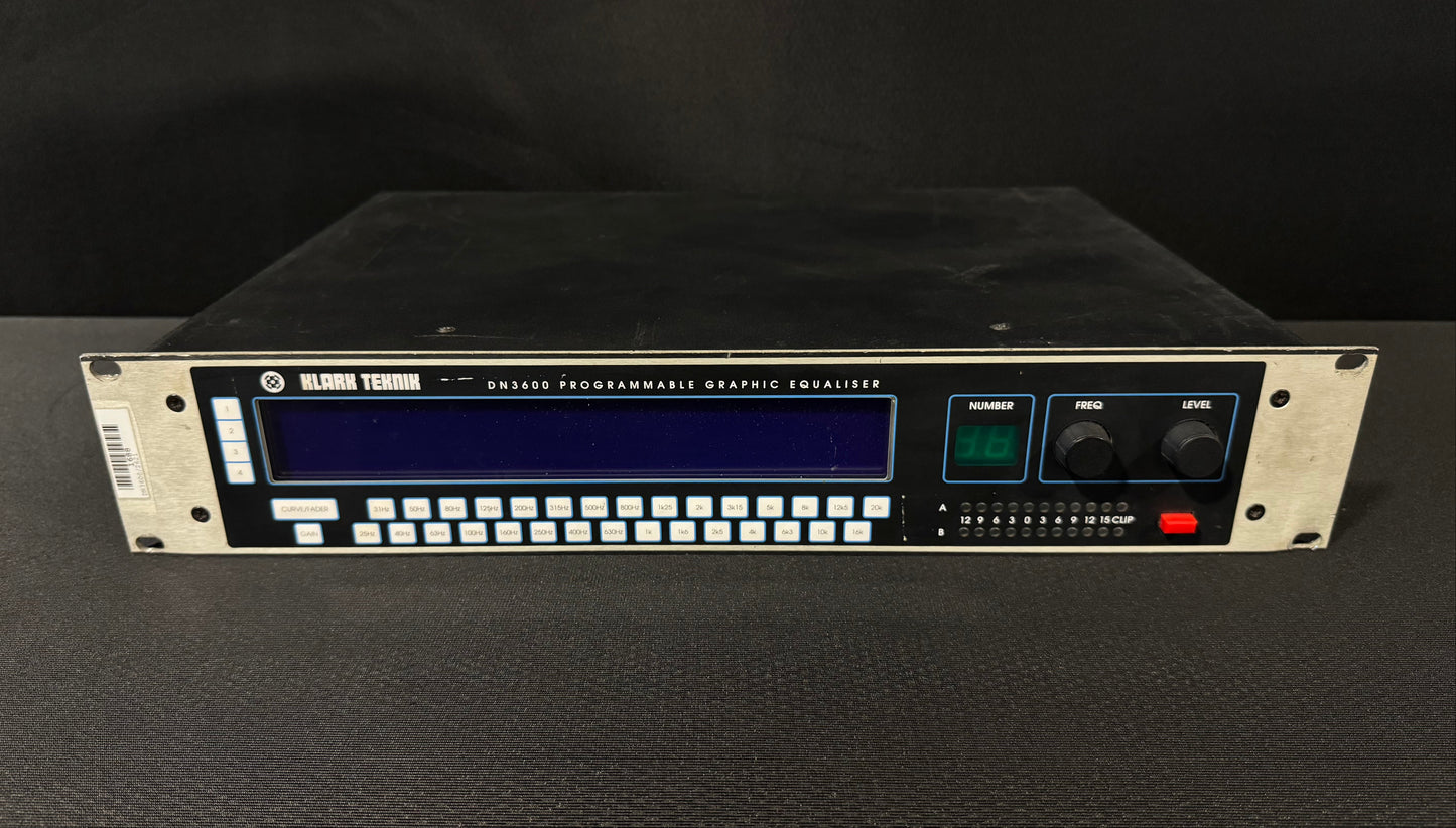 Rack Equipment, Klark Teknik DN3600, Klark Teknik, Klark Teknik Graphic Eq, Klark Teknik Equalizer, Graphic EQ. We Sell Professional Audio Equipment. Audio Systems, Amplifiers, Consoles, Mixers, Electronics, Entertainment, Live Sound.