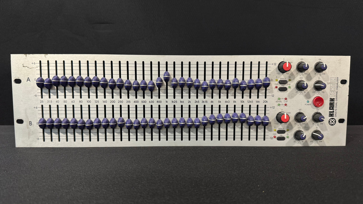 Klark Teknik DN370 Graphic Equalizer, Klark Teknik DN370, DN370 Graphic EQ, Klark Teknik EQ, DN370. We Sell Professional Audio Equipment. Audio Systems, Amplifiers, Consoles, Mixers, Electronics, Entertainment, Live Sound.
