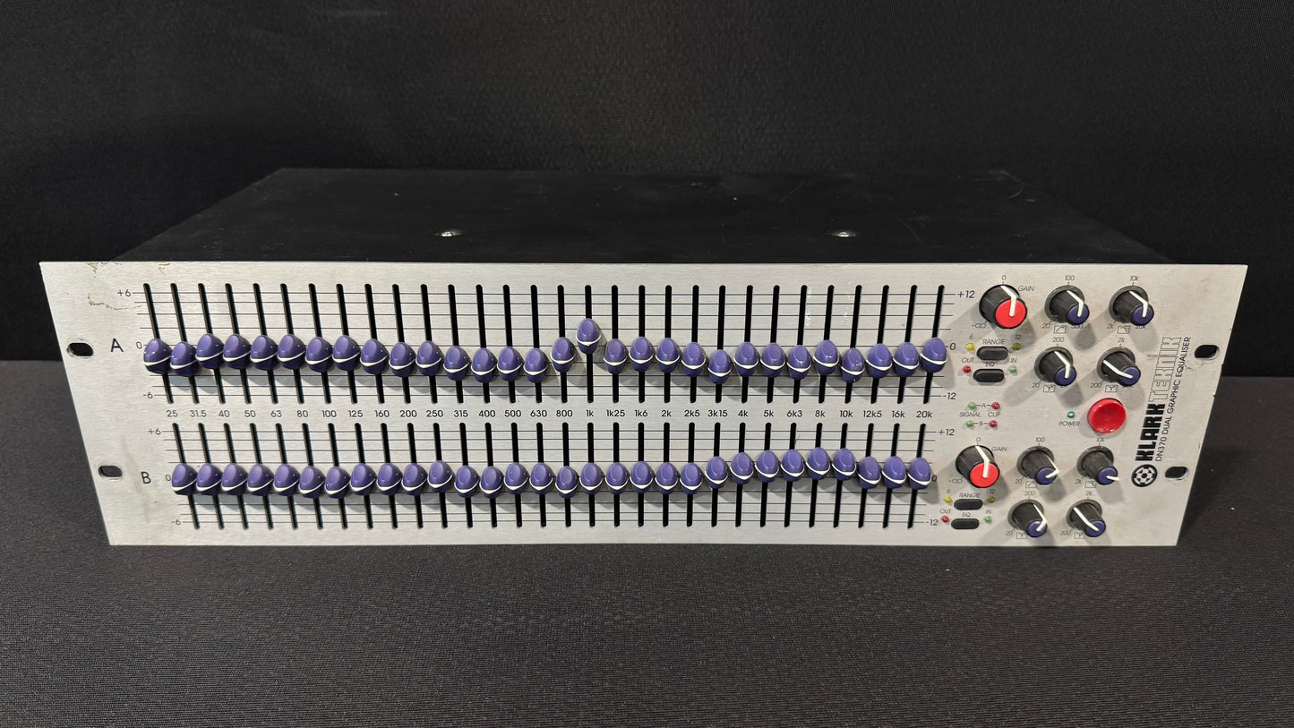 Klark Teknik DN370 Graphic Equalizer, Klark Teknik DN370, DN370 Graphic EQ, Klark Teknik EQ, DN370. We Sell Professional Audio Equipment. Audio Systems, Amplifiers, Consoles, Mixers, Electronics, Entertainment, Live Sound.