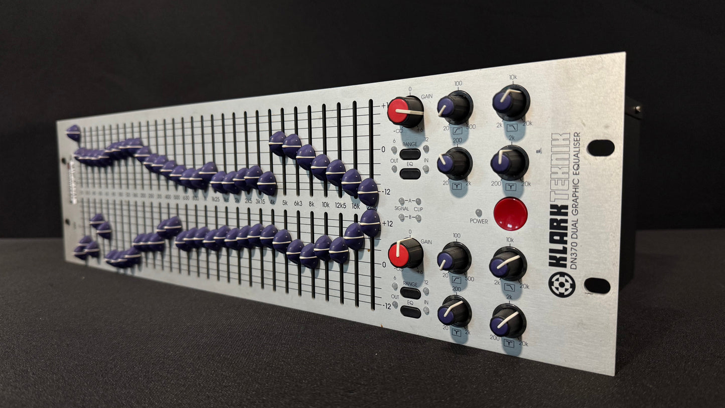 Klark Teknik DN370 Graphic Equalizer, Klark Teknik DN370, DN370 Graphic EQ, Klark Teknik EQ, DN370. We Sell Professional Audio Equipment. Audio Systems, Amplifiers, Consoles, Mixers, Electronics, Entertainment, Live Sound.