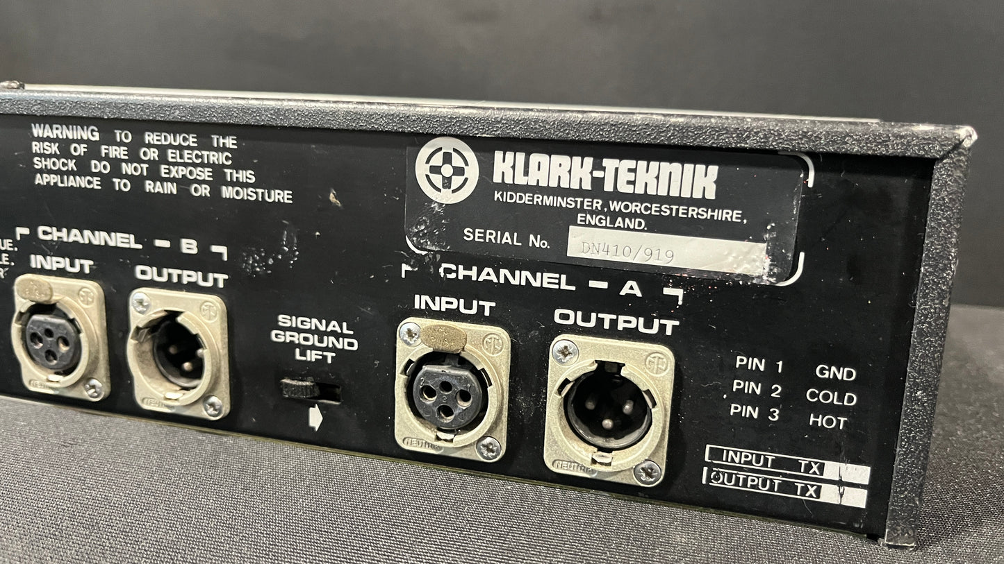 Klark Teknik DN-410 Dual Parametric Equaliser, Klark Teknik DN-410, Klark Teknik DN-410 Parametric EQ, Klark Teknik Parametric Equaliser, Klark Teknik DN410. We Sell Professional Audio Equipment. Audio Systems, Amplifiers, Consoles, Mixers, Electronics, Entertainment, Live Sound.