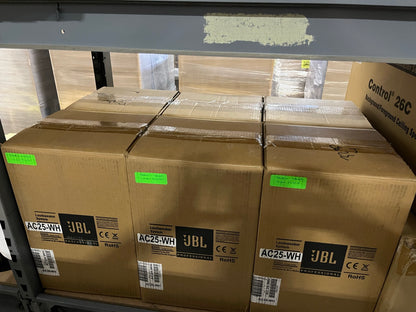 New JBL Professional AC25-WH Ultra-Compact 2-Way Loudspeaker, White, NIB for Sale. 					We Sell Professional Audio Equipment. Audio Systems, Amplifiers, Consoles, Mixers, Electronics, Entertainment, Sound, Live.