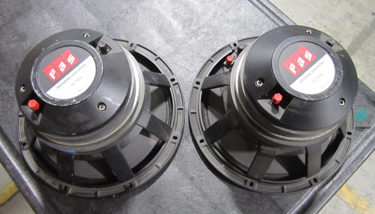 PAS DE750/8 15" Speaker, PAS DE750, DE750 15” Speaker, PAS Speakers, PAS DE750/8. We Sell Professional Audio Equipment. Audio Systems, Amplifiers, Consoles, Mixers, Electronics, Entertainment, Live Sound.
