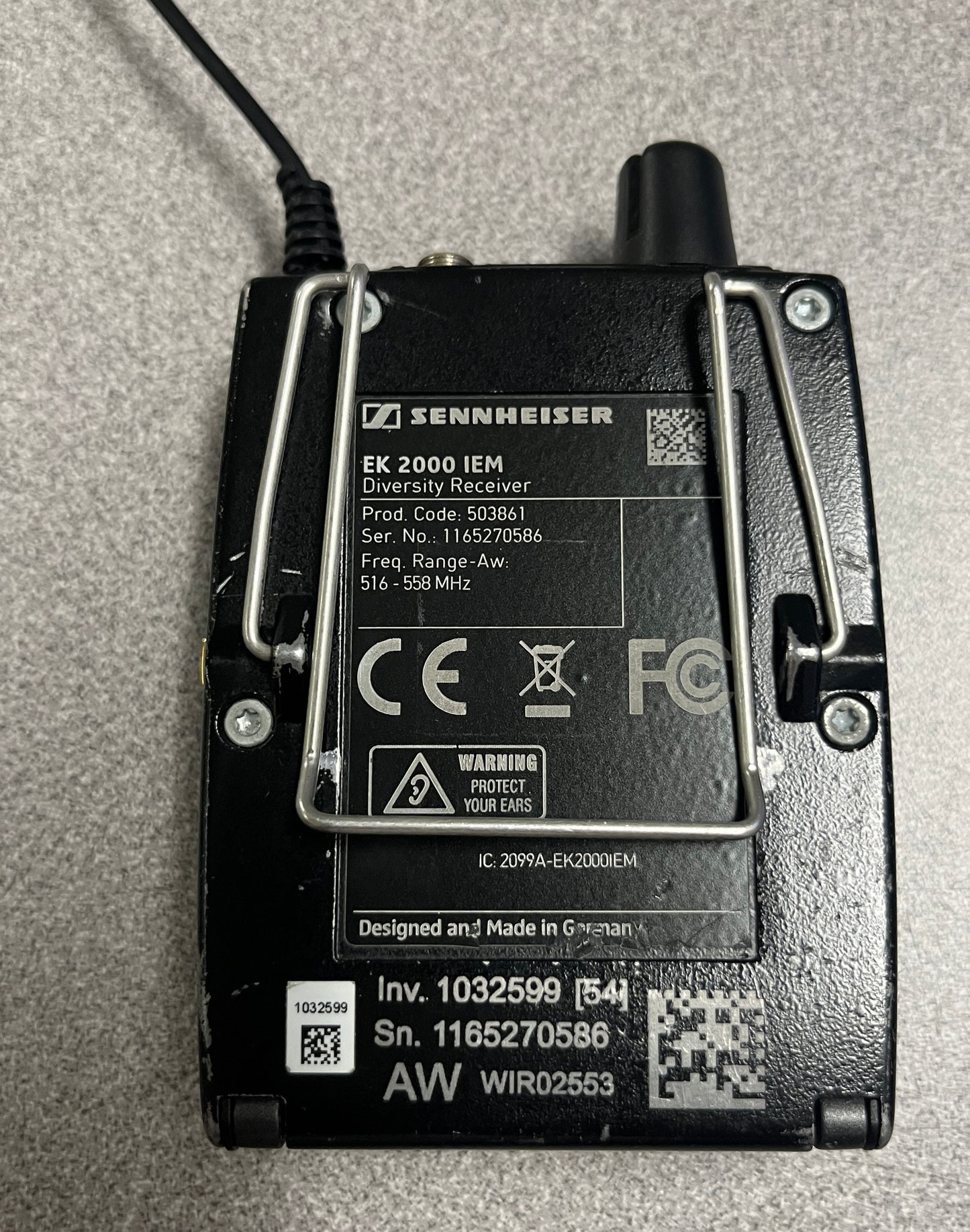 Sennheiser EK 2000, IEM Belt Pack Receiver (A, 516-558 MHz) Damaged Antenna