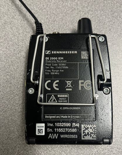 Sennheiser EK 2000, IEM Belt Pack Receiver (A, 516-558 MHz) Damaged Antenna