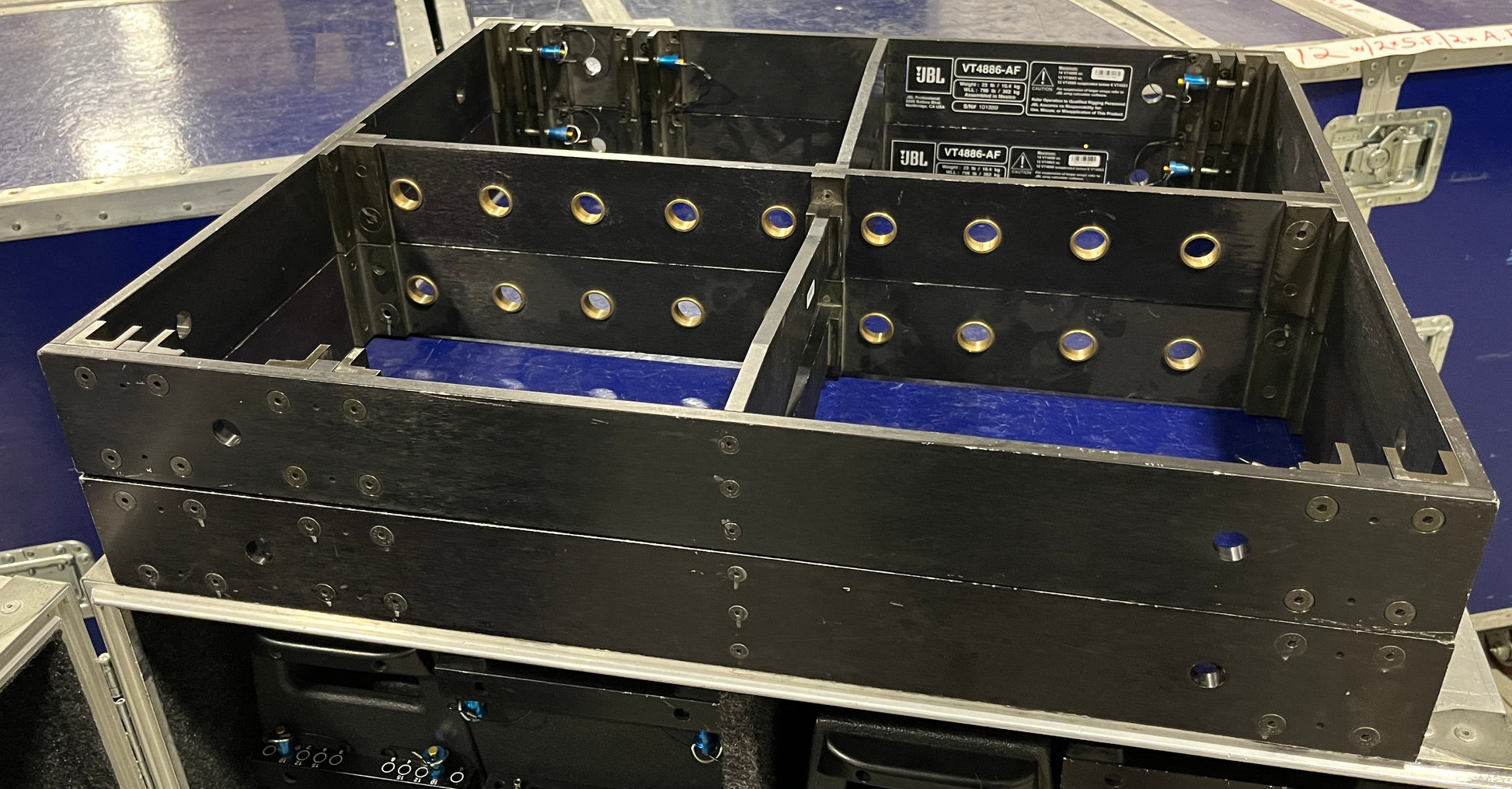 Used JBL VerTek Series Model VT4886 Pkg of 12 Elements with Frames and Touring Case for Sale. We Sell Professional Audio Equipment. Audio Systems, Amplifiers, Consoles, Mixers, Electronics, Entertainment and Live Sound.