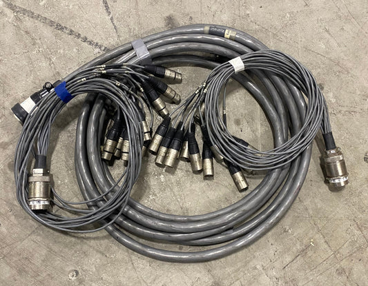 12 Channel 50ft (15m) Cannon Multipin Snake + XLR Fan In/Out Audio Stage Cable