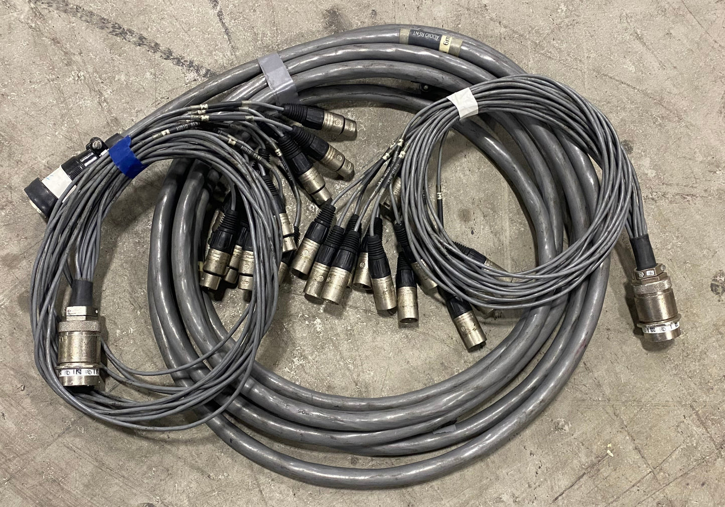 12 Channel 82ft (25m) Cannon Multipin Snake + XLR Fan In/Out Audio Stage Cable