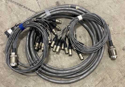 12 Channel 82ft (25m) Cannon Multipin Snake + XLR Fan In/Out Audio Stage Cable