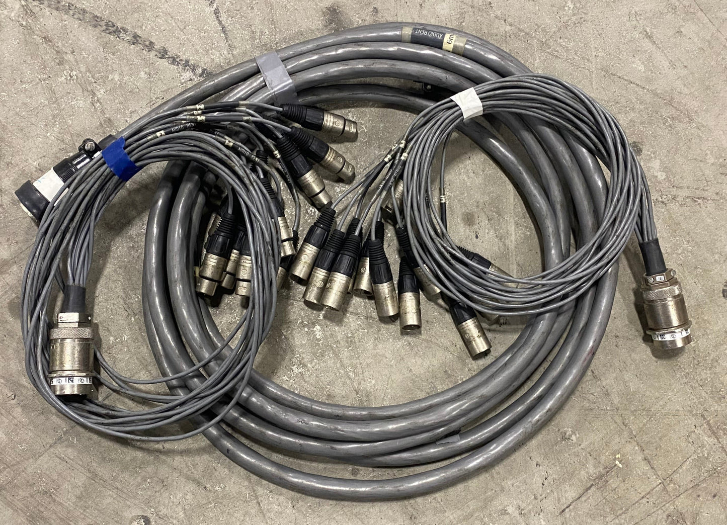 12 Channel 330ft (100m) Cannon Multipin Snake + XLR Fan In/Out Audio Stage Cable