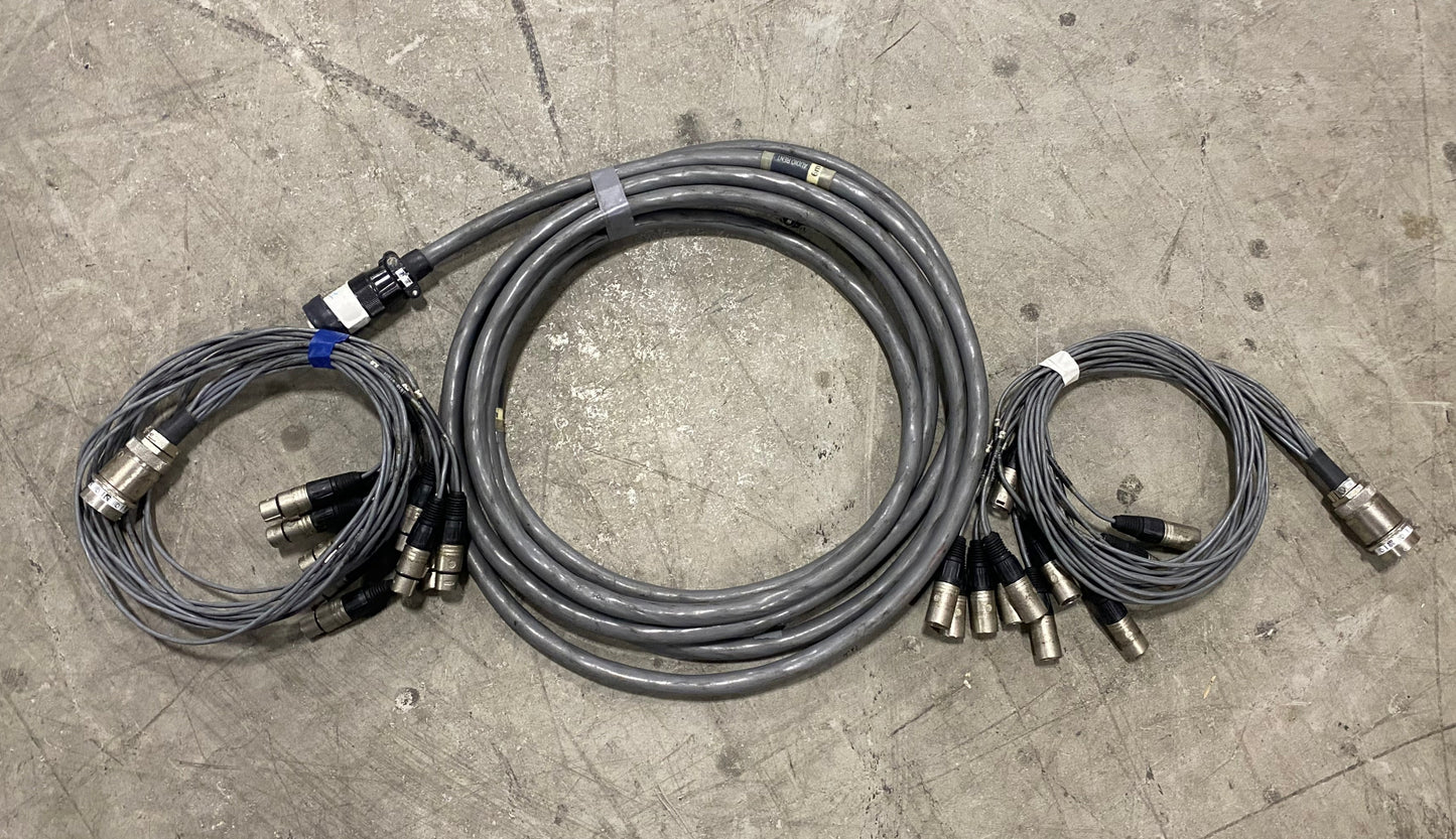12 Channel 82ft (25m) Cannon Multipin Snake + XLR Fan In/Out Audio Stage Cable