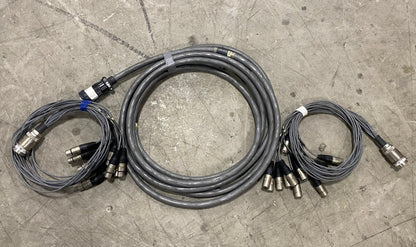 12 Channel 165ft (50m) Cannon Multipin Snake + XLR Fan In/Out Audio Stage Cable