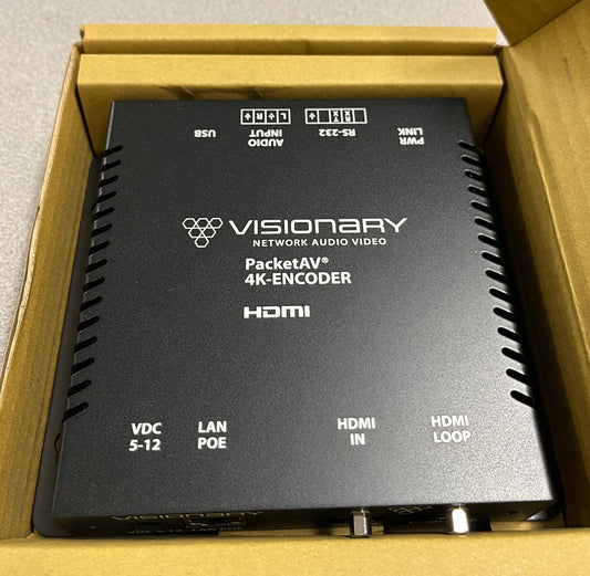 Visionary Solutions, Visionary Solutions E4100, Visionary Solutions AV Encoder, AV Encoder, AV 4K Encoder, Packet AV Encoder, We Sell Professional Audio Equipment. Audio Systems, Amplifiers, Consoles, Mixers, Electronics, Entertainment, Live Sound