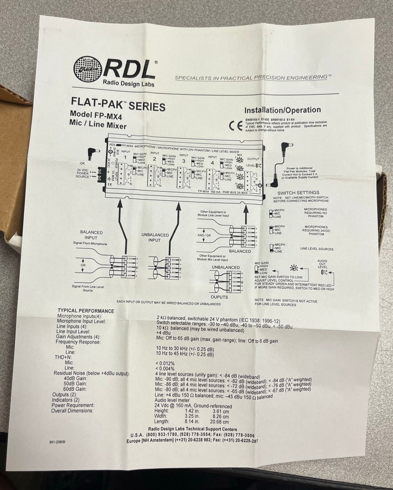 Radio Design Labs FP-MX4 Mic-Line Mixer, New