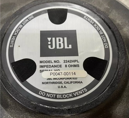 Used JBL 2242HPL 18" Low Frequency Transducer, 8 ohm for Sale. We Sell Professional Audio Equipment. Audio Systems, Amplifiers, Consoles, Mixers, Electronics, Entertainment and Live Sound.