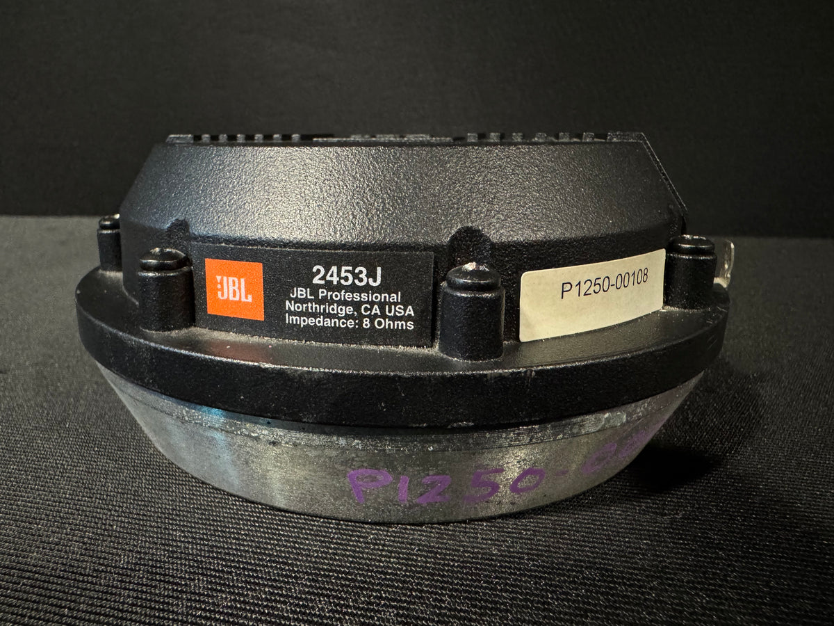 JBL 2453J High Frequency Compression Driver, JBL 2453J, JBL Compression Driver, JBL 16 ohm Speaker Driver, JBL 2453J Driver. We Sell Professional Audio Equipment. Audio Systems, Amplifiers, Consoles, Mixers, Electronics, Entertainment, Live Sound.