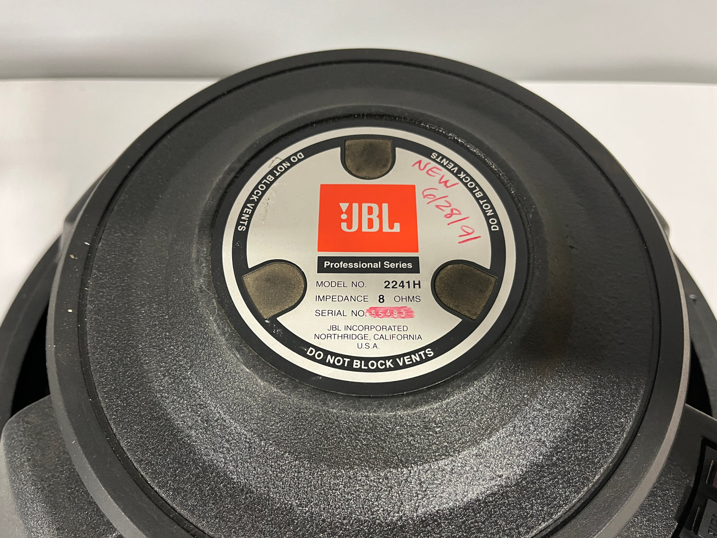 JBL 18", JBL 2241H, JBL Subwoofer, 2241H Woofer, JBL Speaker. We Sell Professional Audio Equipment. Audio Systems, Amplifiers, Consoles, Mixers, Electronics, Entertainment, Live Sound.
