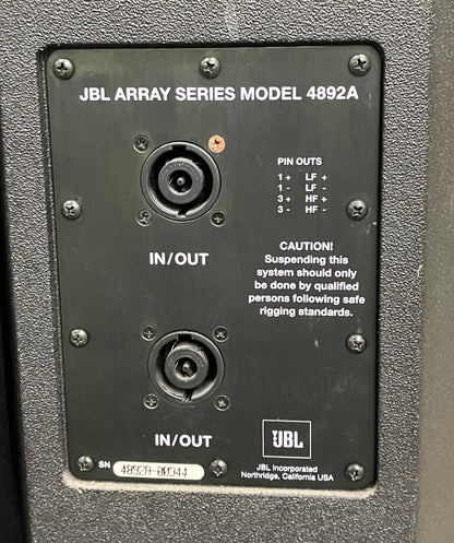 JBL Array Series Active Speakers Model 4892A, JBL 4892A Pair, JBL Array Series Model Speaker Pair, JBL 4892A, 		We Sell Professional Audio Equipment. Audio Systems, Amplifiers, Consoles, Mixers, Electronics, Entertainment, Live Sound