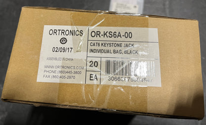 Cat 6 Keystone Jack Black, Ortronics Category 6 Keystone Black Jack, KS6A-00 Cat 6 Keystone Black Jack, We Sell Professional Audio Equipment. Audio Systems, Amplifiers, Consoles, Mixers, Electronics, Entertainment, Live Sound.