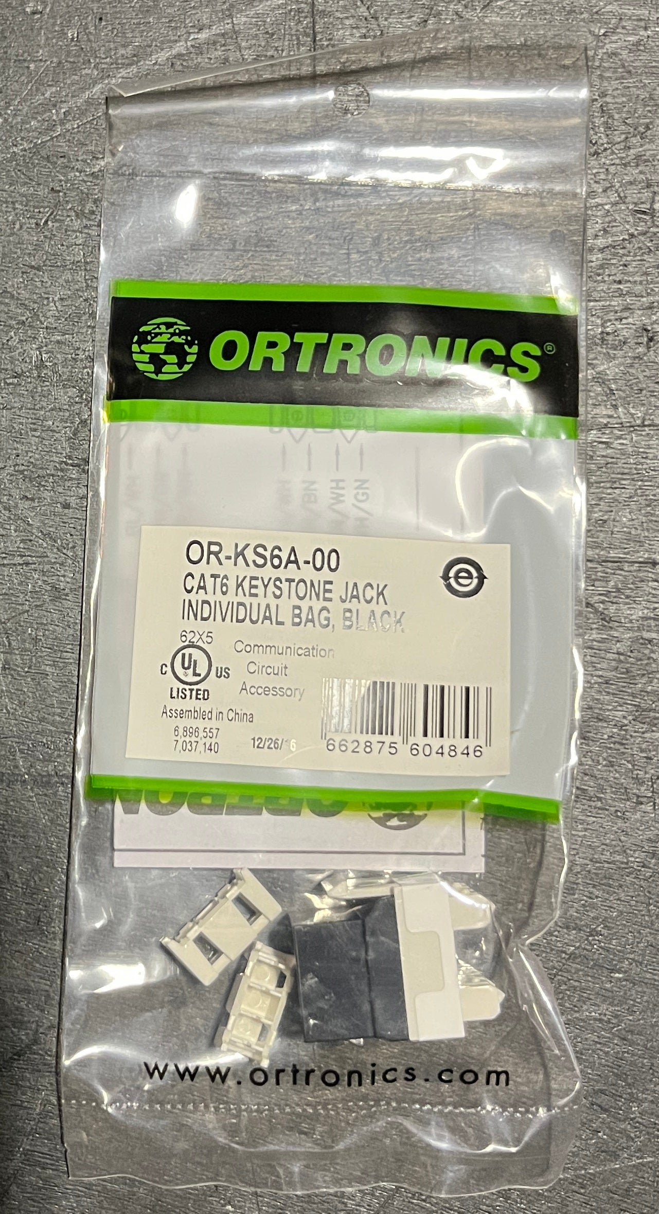 Cat 6 Keystone Jack Black, Ortronics Category 6 Keystone Black Jack, KS6A-00 Cat 6 Keystone Black Jack, We Sell Professional Audio Equipment. Audio Systems, Amplifiers, Consoles, Mixers, Electronics, Entertainment, Live Sound.