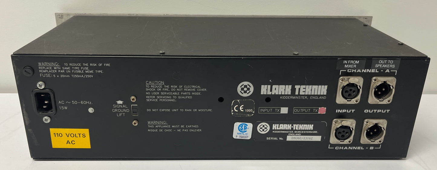 Klark Teknik DN360 2-Channel Graphic Equalizer, Klark Teknik DN360, Graphic Equalizer, Klark Teknik Graphic Equalizer, Klark Teknik DN360 Graphic Equalizer, 2 Channel Graphic EQ, We Sell Professional Audio Equipment. Audio Systems, Amplifiers, Consoles, Mixers, Electronics, Entertainment, Live Sound